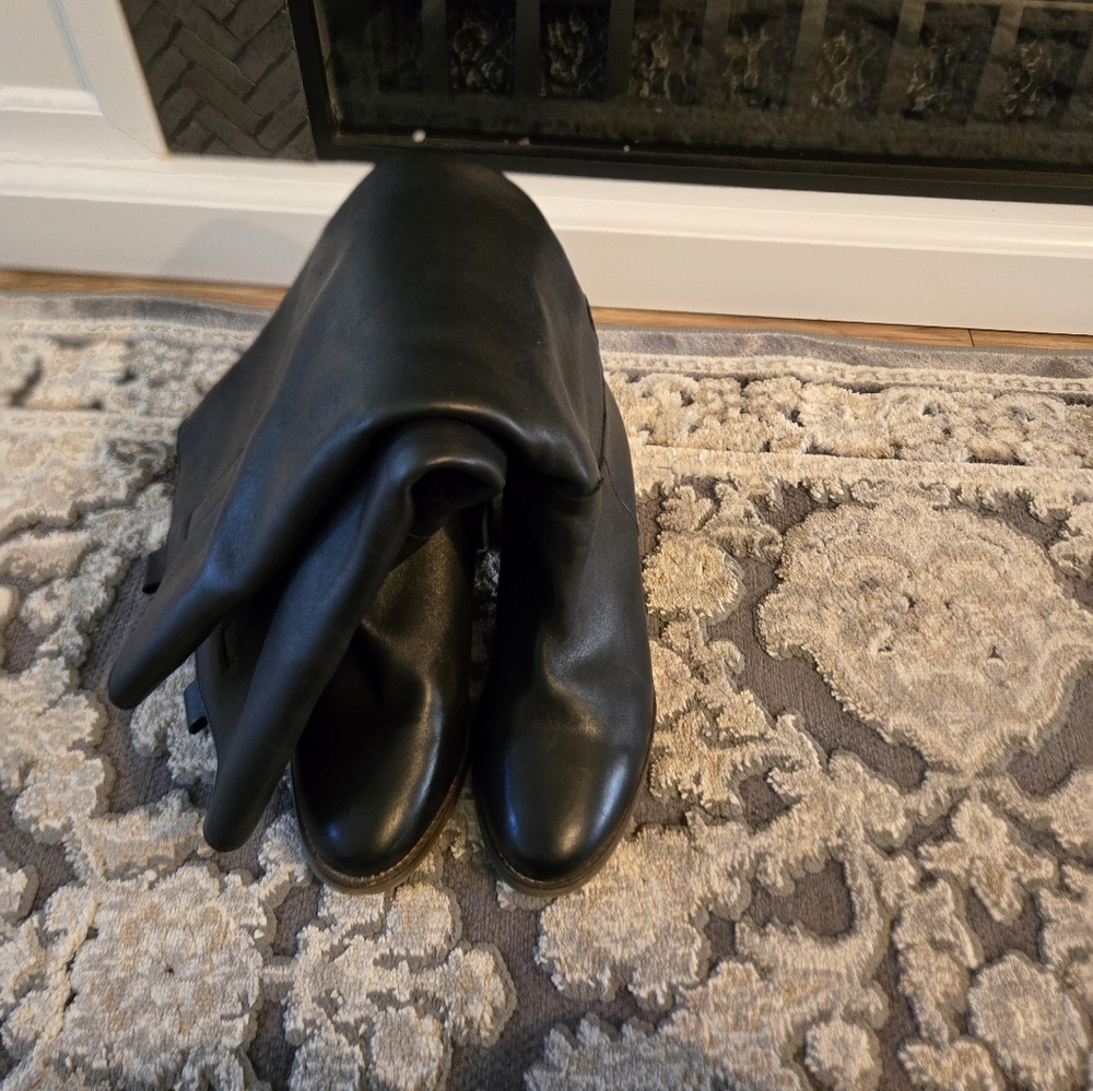 Black Leather Knee-High Boots